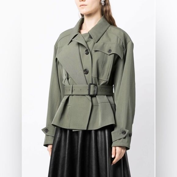 Alexander McQueen peplum-hem belted jacket size 42/us size 8 - Picture 2 of 11